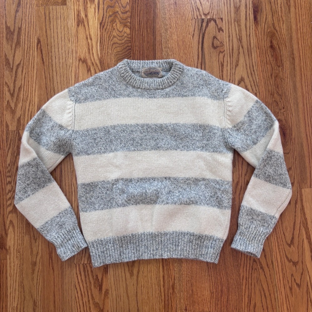 Britches Great Outdoors Wool Striped Crewneck Sweater Grey Cream Womens Medium
